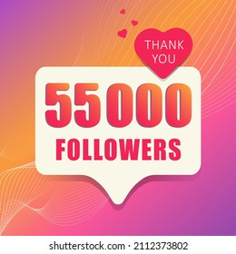 1 adorable banner 55 000 followers. Thank you. Banner, button, poster for social media. Vector illustration.
