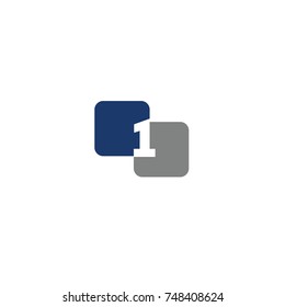 1 alphabet and number linked logo flat vector logo template
