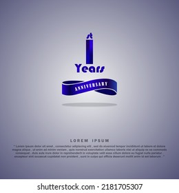 1 Anniversary celebration 3D vector template design illustration