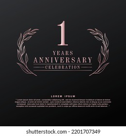 1 Anniversary celebration 3d vector template design illustration