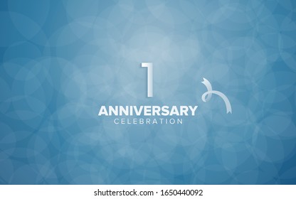 1 anniversary celebration with simple style on classic blue background. elegance and simple anniversary design background.