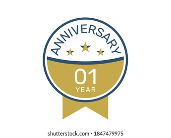 1 anniversary logo vector template, 1 years anniversary design 