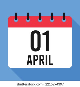 1 April Calendar. Blue Background. Vector Calendar.