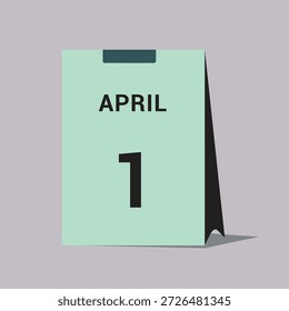 1 april calendar date icon minimal desk calendar vector illustration