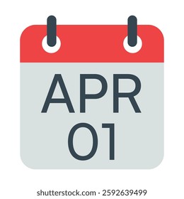 1 April Calendar Icon, Isolated Vector Calendar Icon.