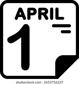 1 April Calendar Semi Solid minimalist Icon