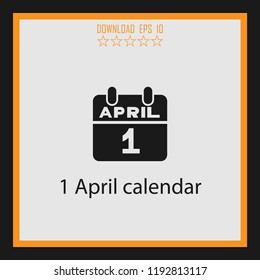 1 April calendar  vector icon