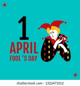 1, April fool's day, Typography, Colorful, vector illustration.