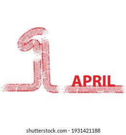 1 April Fool's Day vector design with tire tracks