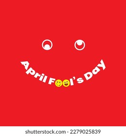 1 april Happy Fools Day smile in red