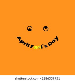 1 april Happy Fools Day smile on orange