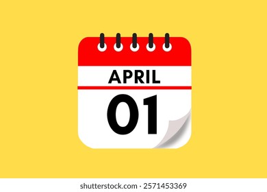 1 April month single day vector, illustration, calendar with maroon, rose and white color background calendar April 1