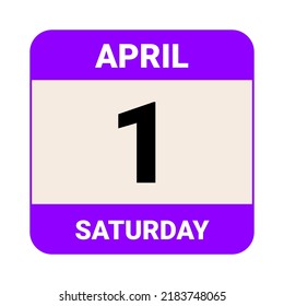 1 April, Saturday. Date template. Useful design for calendar or event promotion. Vector illustration EPS 10 File.