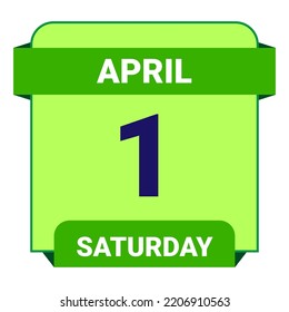 1 April, Saturday. Date template. Useful design for calendar or event promotion. Vector illustration EPS 10 File. Isolated on white background.