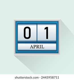 1 de abril Vector de calendario diario plano icono. Fecha y mes.
