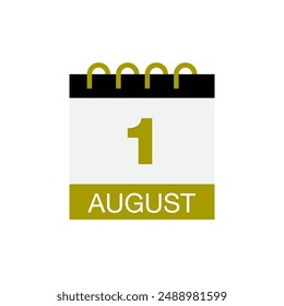 1 agosto calendario fecha icono Vector eps