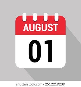 1 agosto calendário ícone vetor objeto design número