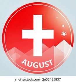 1 August calendar icon vector. Swiss National Day. First day of August. Switzerland celebration date.










