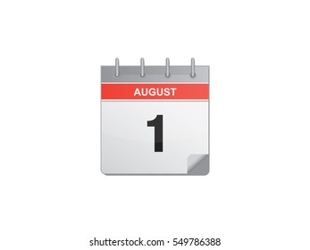 1 August calendar vector illustration on white background