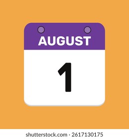1 august calender icon text page monthly web design.