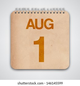 1 August on Old Notebook Vector 