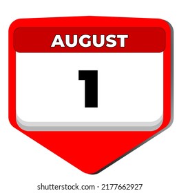 1. August Vektorsymbol Kalendertag. 1 Datum August. Erster Tag des August. Nummer des ersten Datums. 1-tägiger Kalender. Schweizerischer Nationalfeiertag Schweiz.