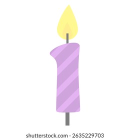 1 Birthday candle. Holiday design. Birthday cake candle with flame light. One year old. Kindergarten birthday party celebration