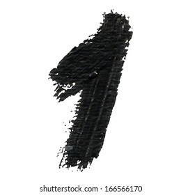 1 - Black handwritten number on  white background. Acrylic colors.  Vector Illustration.