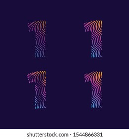 1 Bold Number Modern Unique Wave Line for fashion decoration background cover wall graphic element for all company profile and personal with high end look