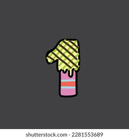 1 del alfabeto vector de la tarta y número