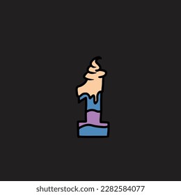1 del alfabeto vector de la tarta y número