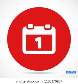 1, calendar, icon, vector