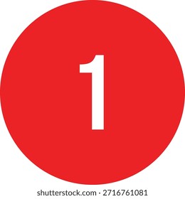 1 calendar number icon vector round red circle with white text design