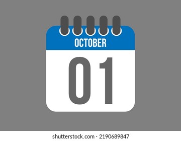 1 calendar october. Calendar icon for October days in blue color on dark background.