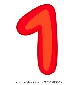 1, cartoon Arabic numerals. The ten digits of the Arabic numerals from 0 to 9, font Hand drawn. Decorative numbers for children's magazines. Vector illustration isolated on white background.