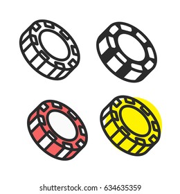 1 casino chip icon illustration isolated vector sign symbol