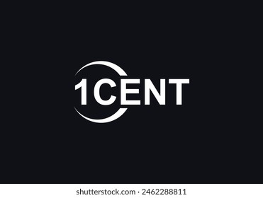 1 Cent Text Design Vector Template. Graphic 1 Cent Text Symbol