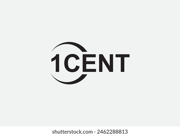 1 Cent Text Design Vector Template. Graphic 1 Cent Text Symbol