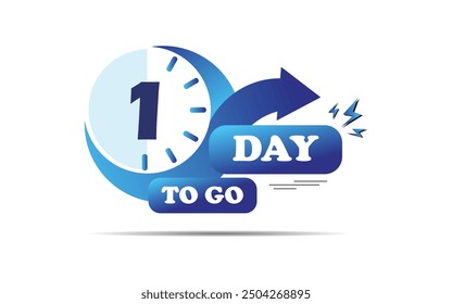 1 countdown day to go banner. count time sale lable with clock shape, one days to go days to go icon, blue color 1 day to go banner, Vector eps 10