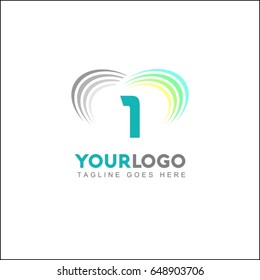 1 Creative Logo. Abstract colorful vector illustration circle on a white background. Rainbow line icon.