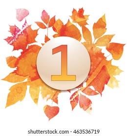 1 day of autumn, seasons illustration, golden, leaves of bouquet, handmade painted, abstract vector design art