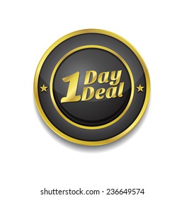 1 Day Deal Gold Vector Icon Button