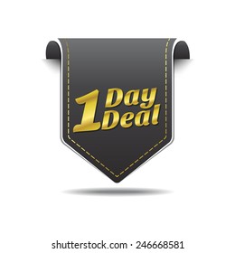 1 Day Deal golden Vector Icon Design