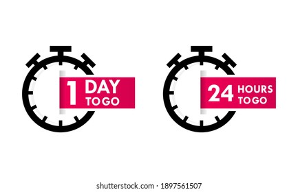 1 Day to go or 24 hours to go promotion logo template illustration