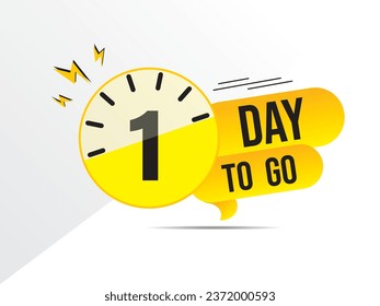 1 day go countdown banner, countdown left days banner. count time sale. one days left. 1 days to go sales lable,  day countdown icon for sales purpose, Vector illustration