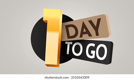 1 day to go. Countdown discounts and sale time. One day left sign, label. Vector illustration