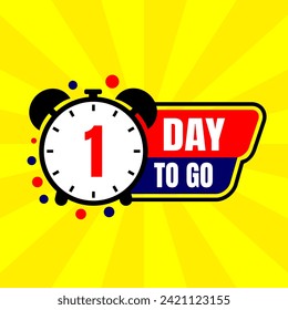 1 day to go. event countdown with yellow abstract background.