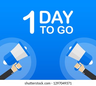 1 day to go flat icon on blue background. Banner for business, marketing and advertising. Vector stock illustration.