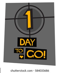  1 Tag zu gehen! (Flachstil-Vektorgrafik-Countdown-Poster-Design)