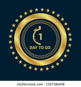 1 day to go - gold emblem,label,tag